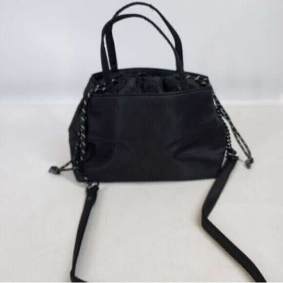 Zara Black Nylon Drawstring  Lunch Bag Crossbody Double Handles Back to School - Picture 3 of 13